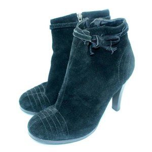 Tommy Girl Ankle Boots Womens 10 Black Suede Steampunk Zip Side Stiletto Heel